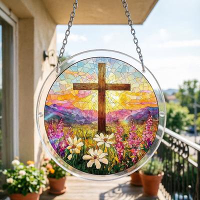 Acrylic Sun Catcher Puzzle Colorful Window Decoration with Hanging Chain DIY Suncatcher Kit for Adults Home Garden Decor