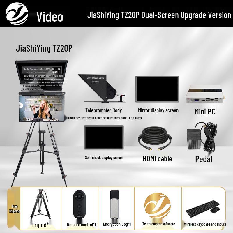 Teleprompter Inteligente Jia Shi Ying TZ20pro: Pantalla Grande, Compatible con USB para Transmisiones en Vivo Profesionales y Cámaras DSLR.