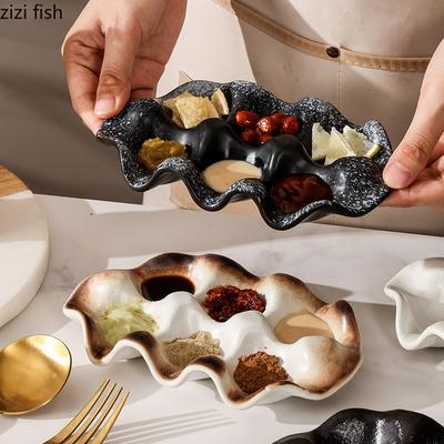Plateau de rangement en céramique vintage, plateau de rangement pour œufs, assiette à bonbons multi-grilles, assiette à dessert, assiette à sushi, cuisine moléculaire, vaisselle spécialisée