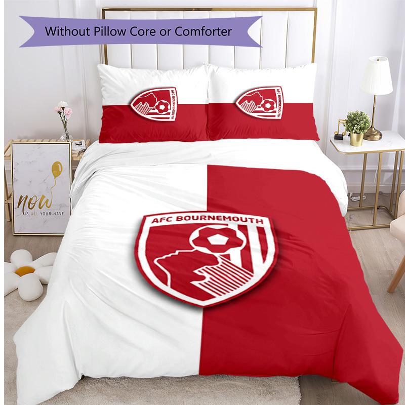 Set Lenzuola Stampato Calcio Bournemouth 3 Pezzi, Comodo Set Copripiumino per Camera da Letto Amico della Pelle