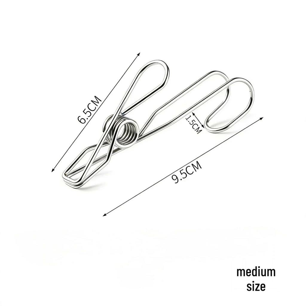 Stainless Steel Clip with Hook for Kitchen, Bathroom, or Clothesline Use - Windproof and Durable Clothes Pin