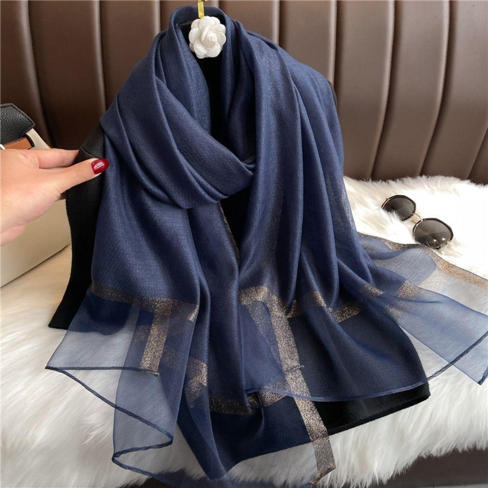 Solid Color Organza Silk Scarf Elegant Wrap Headscarf Fashion Long Scarves  For Women Hijab