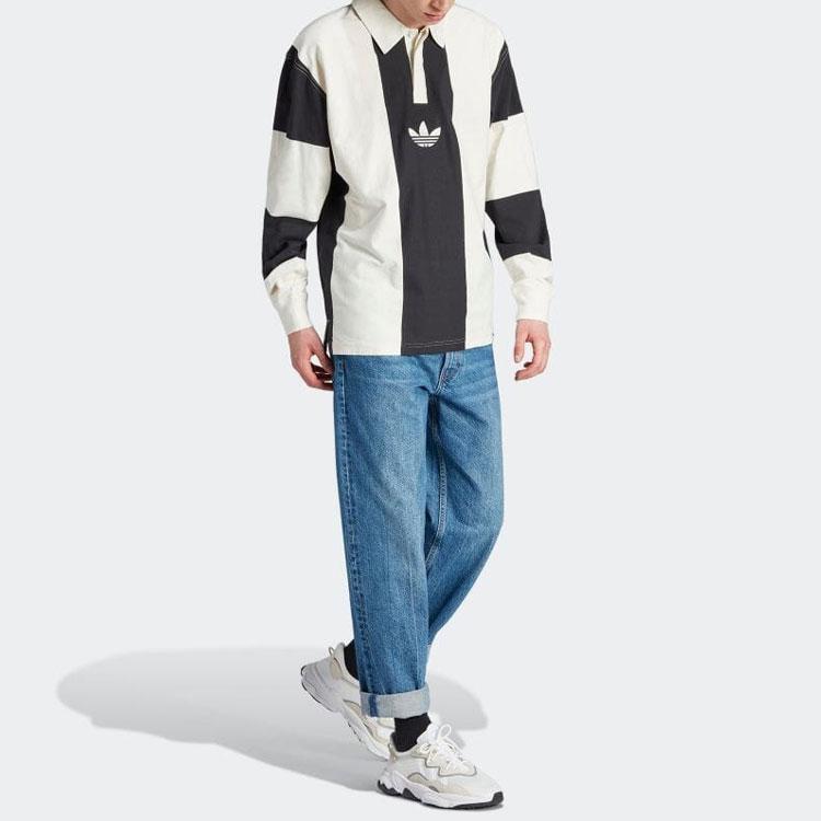 Adidas Originals Striped Colorblock Loose Fit Polo Shirt Men Tops Black HZ0708