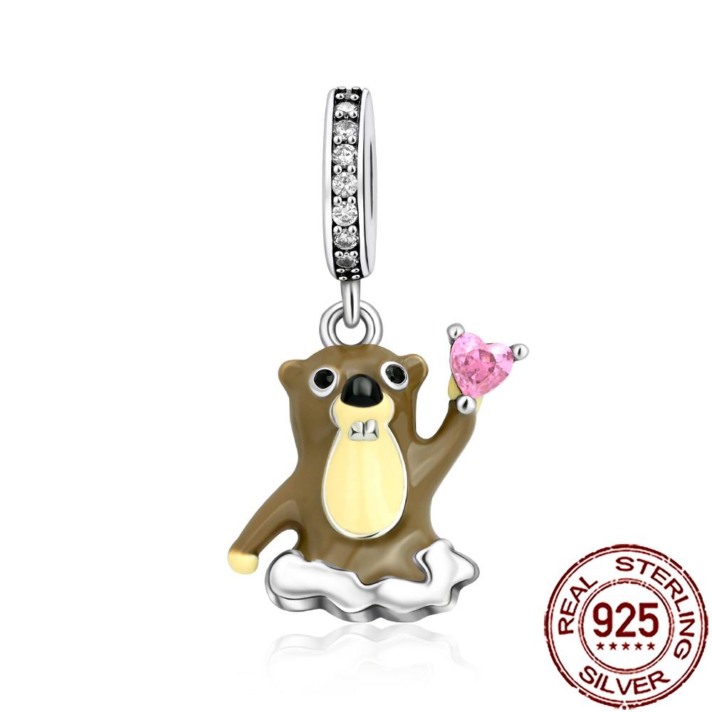 New Charms Copper Cat Dog Flamingo Chameleon Axolotl Animal Beads Fit Bracelet Necklace Women Diy Jewelry