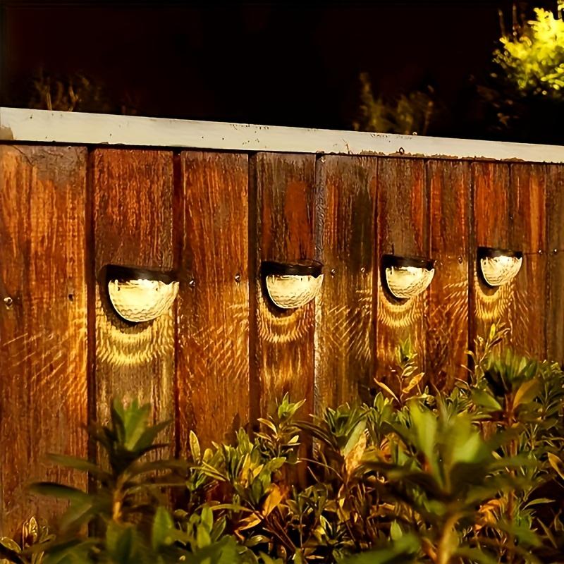 Solar Deck Lights,Solar Powered Fence Lights Dusk To Dawn LED Wall Light Outdoor Lighting Decoration for Step Yard Stair Patio Garden Warm Light