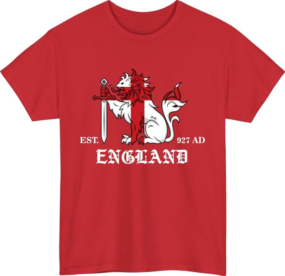 St georges day england lion tshirt british pride england flag patriotic tee top S