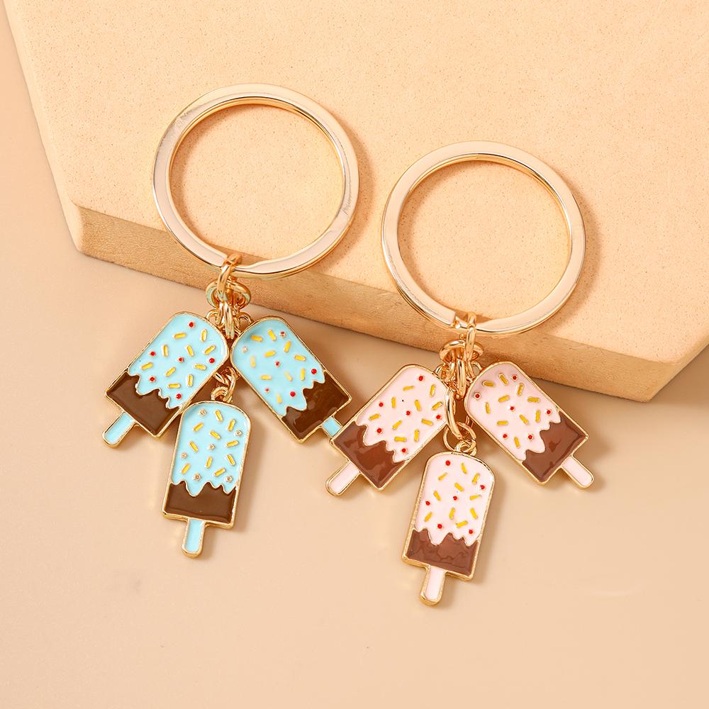 Fashion Ice Cream Keychain Simulation Food Key Ring Pendants for Women Girls Handbag Decor DIY Key Chain Jewelry Gifts
