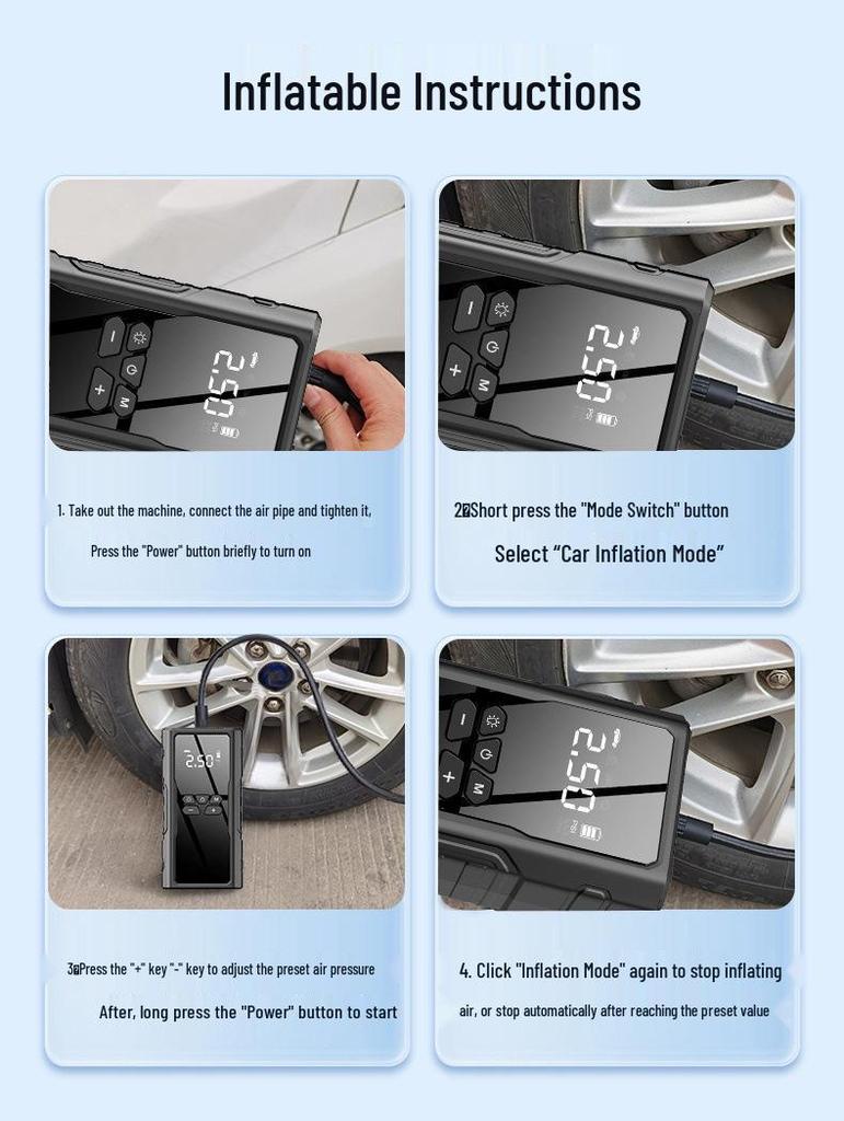 All-in-One 12V Car Emergency Jump Starter & Air Pump