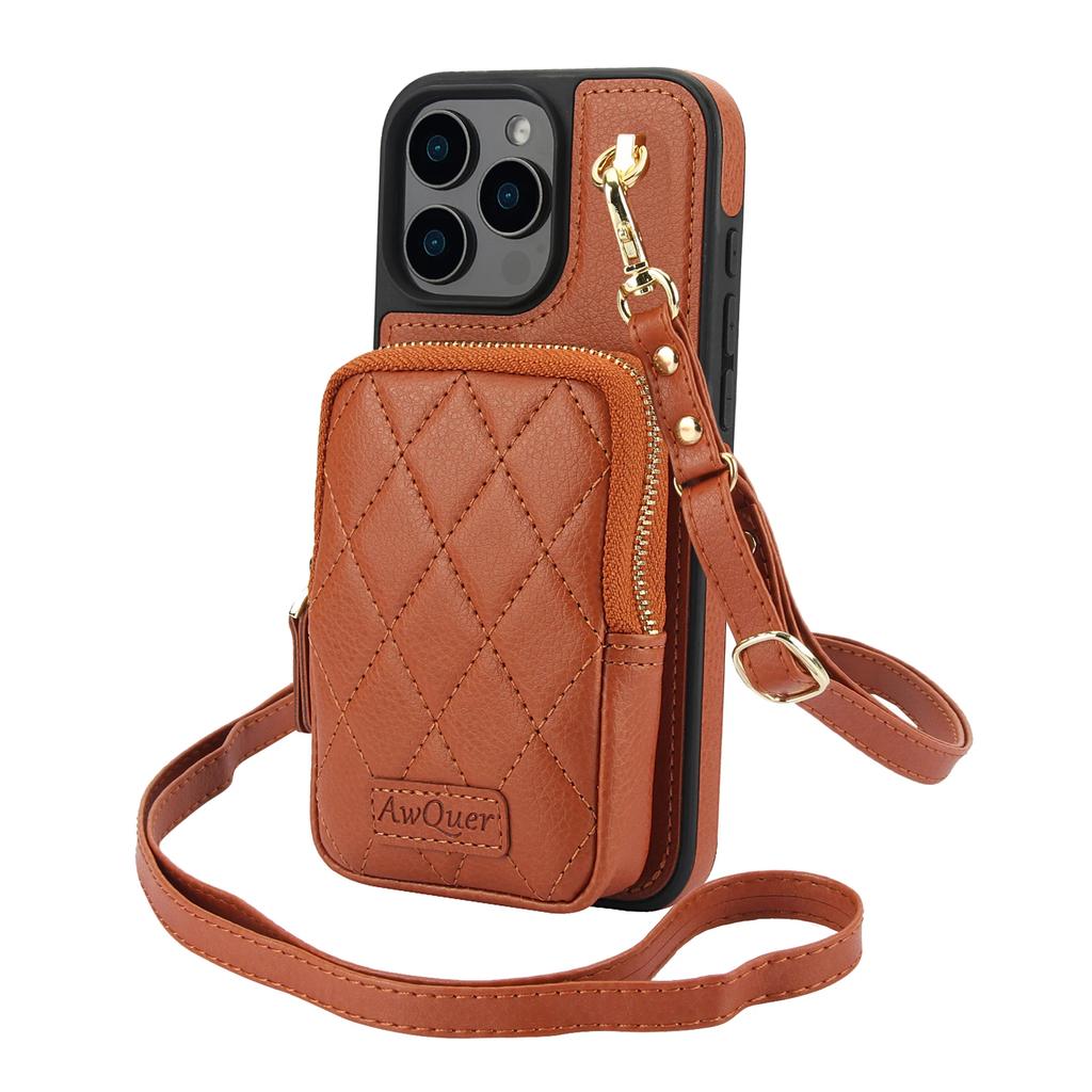 Zipper Cards Solt Leather Wallet Crossbody Lanyard Case For iPhone 16 Pro Max 14 15 13 12 11 14Plus Pocket Bag Hand Strap Cover