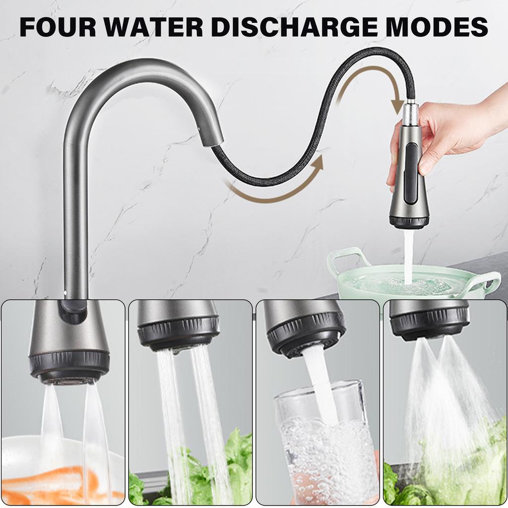 Rüstet Küchenarmatur mit ausziehbarem Sprühkopf, Heiß- und Kaltwassermischer, flexiblem Auszugshahn, geeignet für Zuhause, auf.