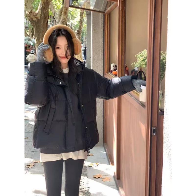 Puff down jacket women's short winter small loose bread jacket thickened cotton jacket sweet