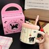 Cute and Adorable Cat Themed Ceramic Mug with Lid Creative Design Apple Straw Cup Home Cup As A Souvenir