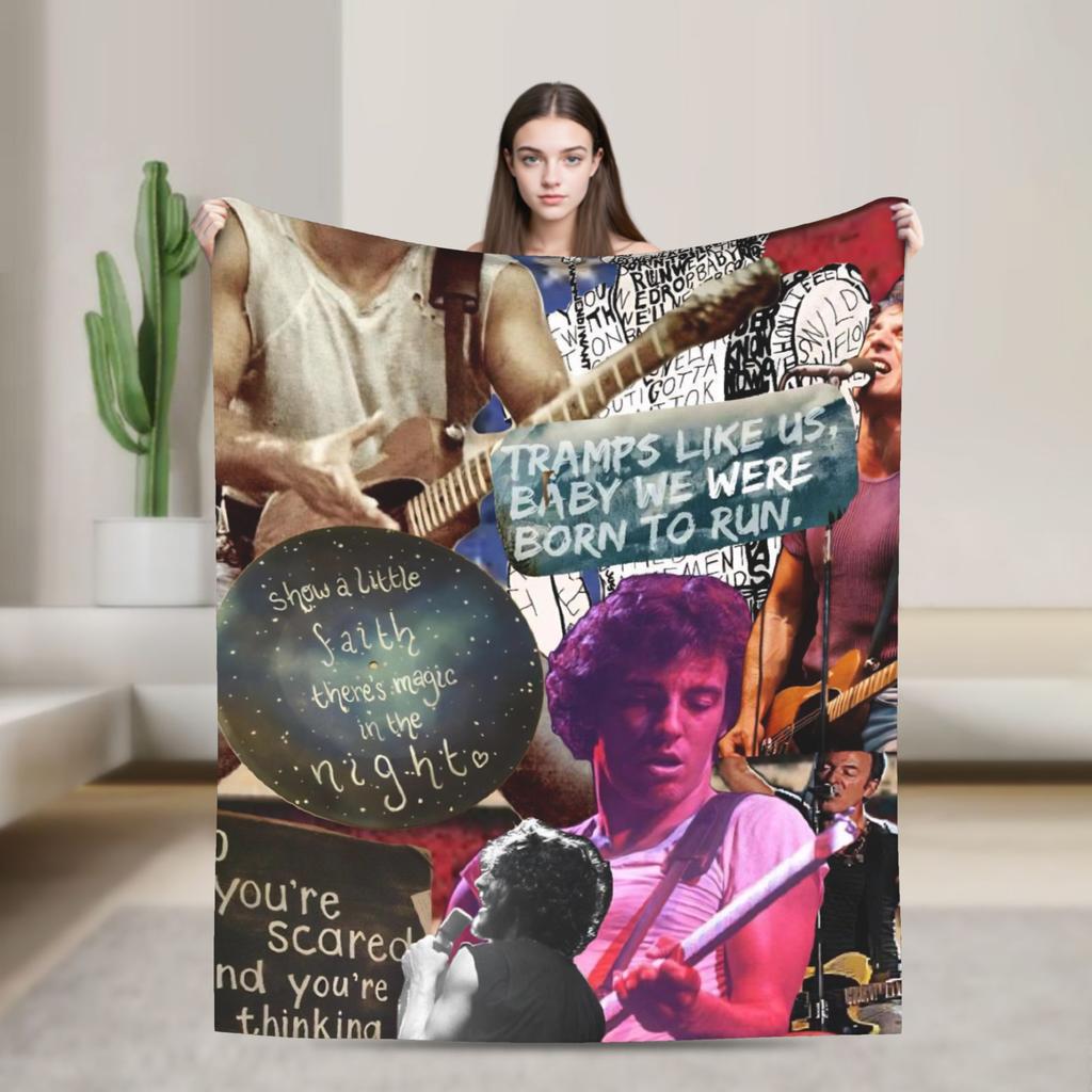 Bruceed Springsteened Concert Tour Blanket Quality Warm  Throw Blanket Winter Picnic Couch Chair Novelty Bedspread