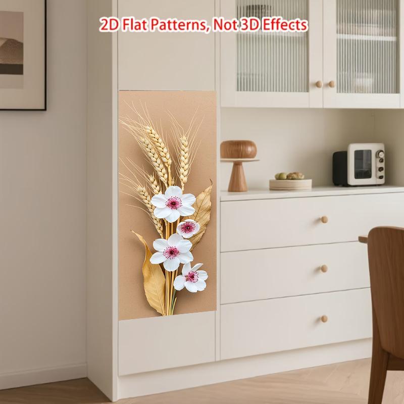 84Style Fridge Stickers Refrigerator Cover Door Landscape Plant Sea Vinyl Self Adhesive Kitchen Furniture Decor Wrap Freezer Sticker DIY