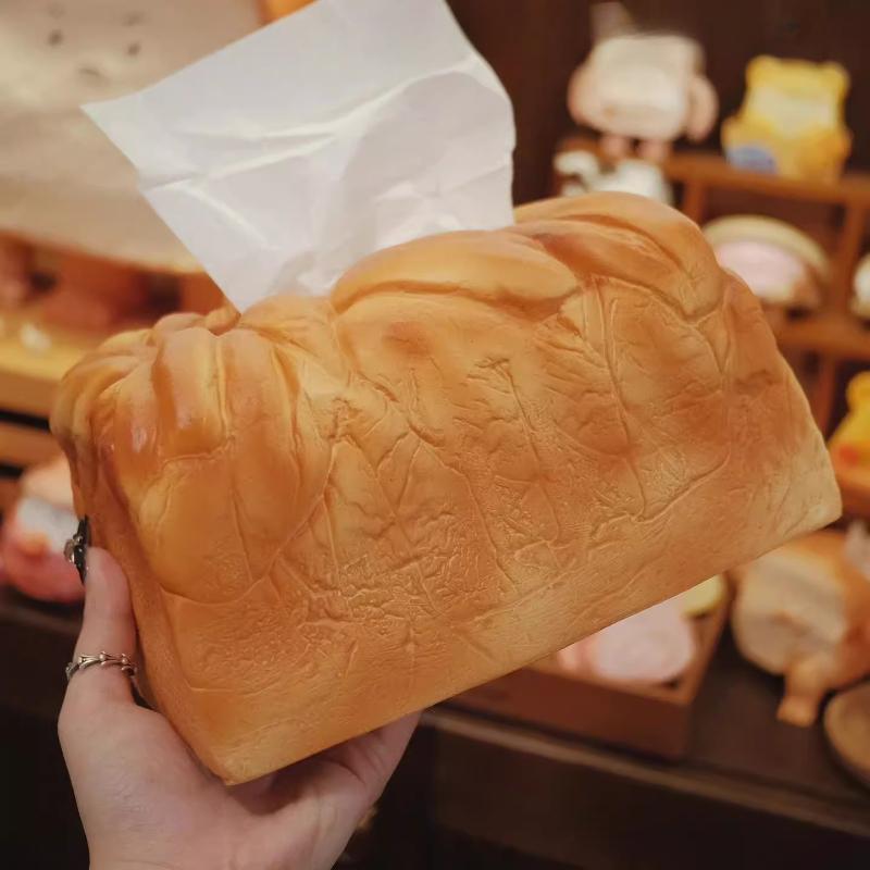 Cream Style Thriving Bread Tissue Box, Home Living Room Paper Box, Simulated Cream Toast Bread Shape
