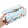 1pc Mediterranean Decorative Tissue Box Wooden Craft Storage Organizer For Home Bedroom Office Desktop Streaked Lighthouse