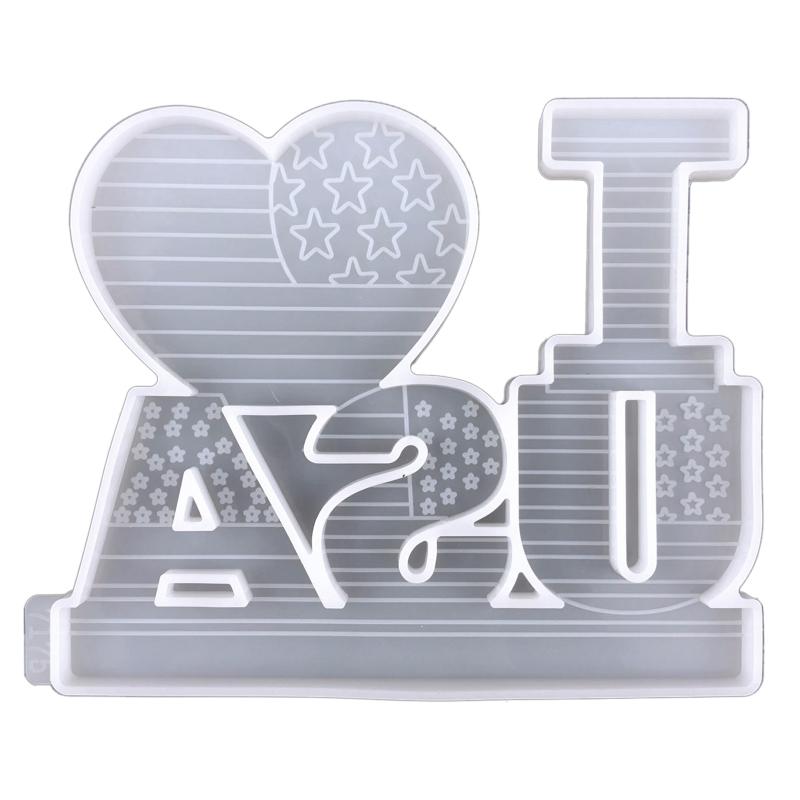 Love Flag Decoration Epoxy Mold Diy American Independence Day Desktop Ornaments Silicone Mold Resin Crafts for Gifts