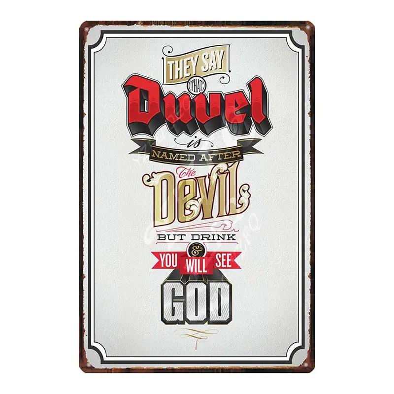 Belgian Beer Chouffe Duvel Metal Tin Sign Plate Wall Pub Kitchen Restaurant Home Art Decor Vintage Iron Poster  DU-2000
