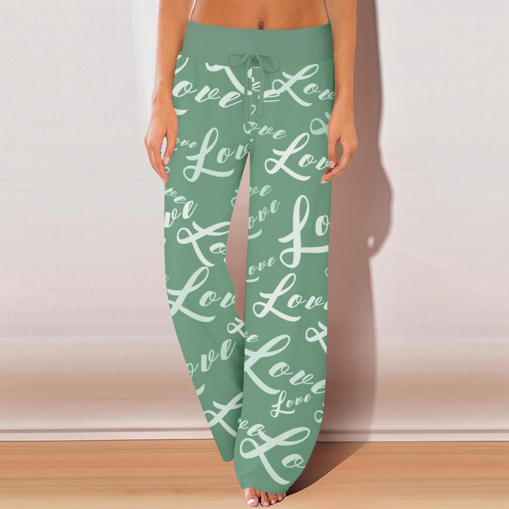 Dámské pyžamové kalhoty na spaní ležérní kalhoty se stahovací šňůrkou v pase pohodlné rovné kalhoty na jógu volné