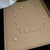 Korean version of zircon flower pearl necklace retro elegant daily commute versatile collarbone chain light luxury high-end neck chain