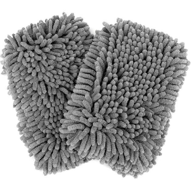 Microfiber Cleaning Cloths for Cars - 2 Pack Chenille Microfiber Wash Pads Gray Car Wash Pad for Gentle Cleaning of Cars Motorcycles Boats,Soft and