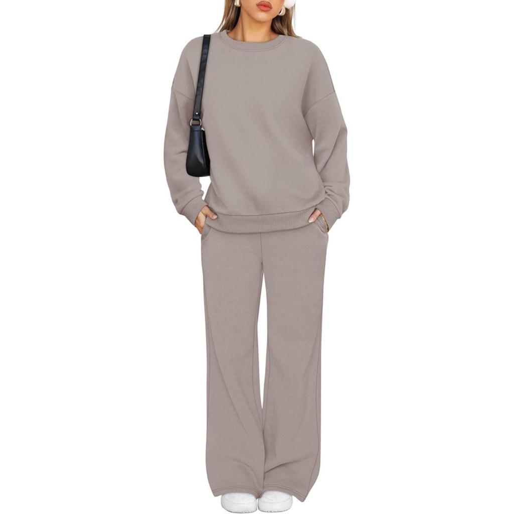 Women's Fashion Sports Casual Round Neck Sweatshirt Pants Set