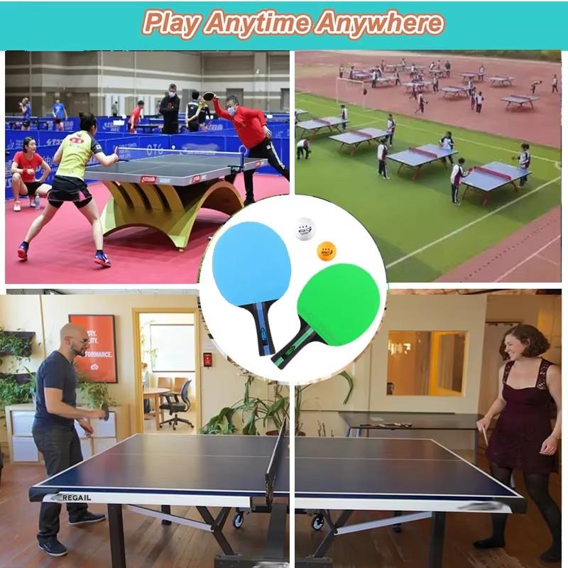 LEIJIAER  3 Star High Elastic Colors Table Tennis Racket Carry Bag Beginners Blue/red/green Ping Pong Paddle Welcome