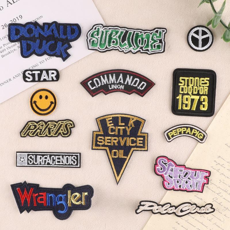 Embroidery label  badge English letter chest badge hat badge clothing accessories patch sticker embroidery sticker cloth sticker