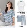 2025 Pajamas Women With Chest Pads, Short Sleeves, Trousers, Thin Two-Piece Set, Casual Korean Version Loose Set