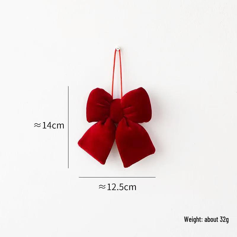 3D Plush Cotton-Filled Christmas Bow Ornament for Tree and Window Decoration