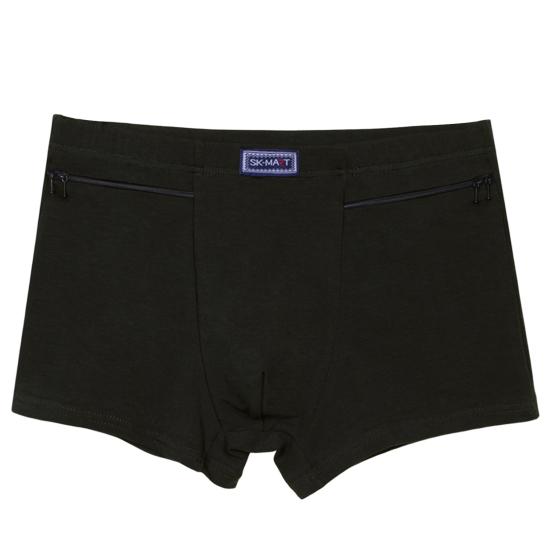Anti-theft Zipper Pockets Mid-rise Seamless Elastic Men Panties Solid Color U-Bump Male Shorts Briefs Daily Wear