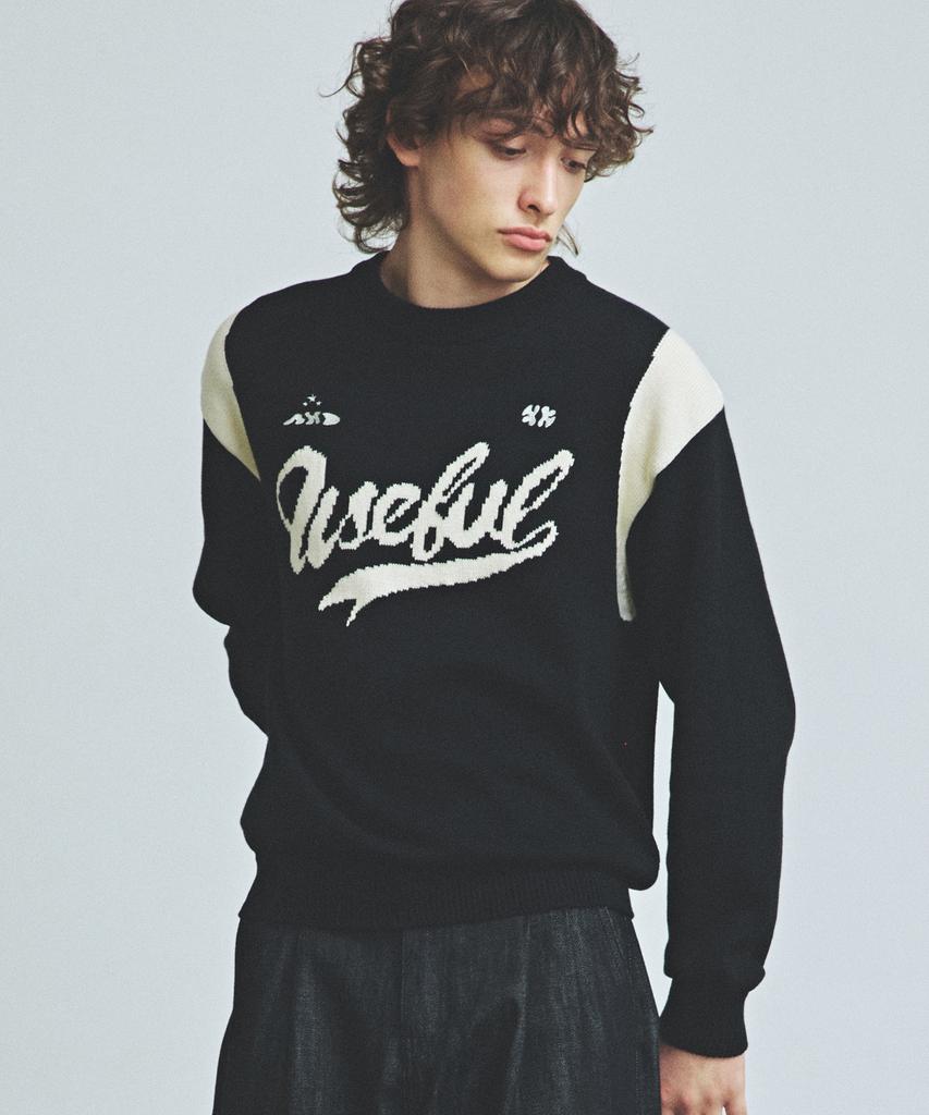 KNITTED Varsity Embroidered Logo Knit Black