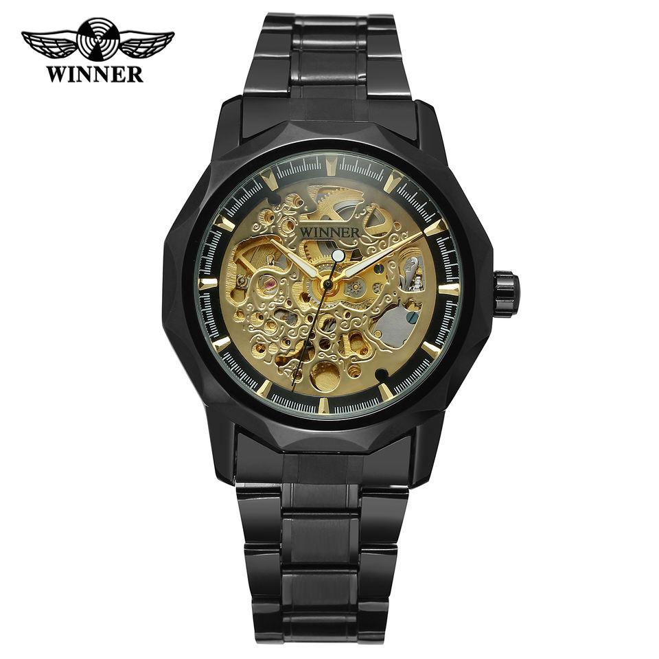 Winner Factory Gold Wrist Watch Custom Casual Montre Homme Saat Men Luxury Skeleton Automatic Men's Mechanical Watch
