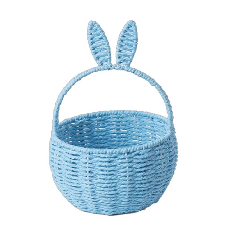 Paper Rope Woven Basket with Rabbits Ears for Toy Storage Stylish Handhold Flower Basket Fruit Holder for Picnics