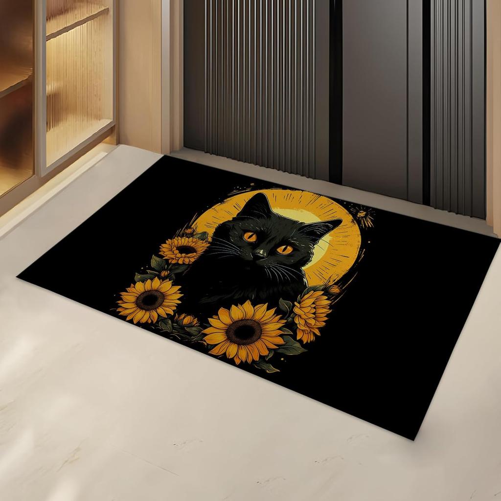Vintage Animal Print Carpet Mat Decoration Living Room Bedroom Door Entrance Door Mat Washable Floor Mat Sunflower Pattern