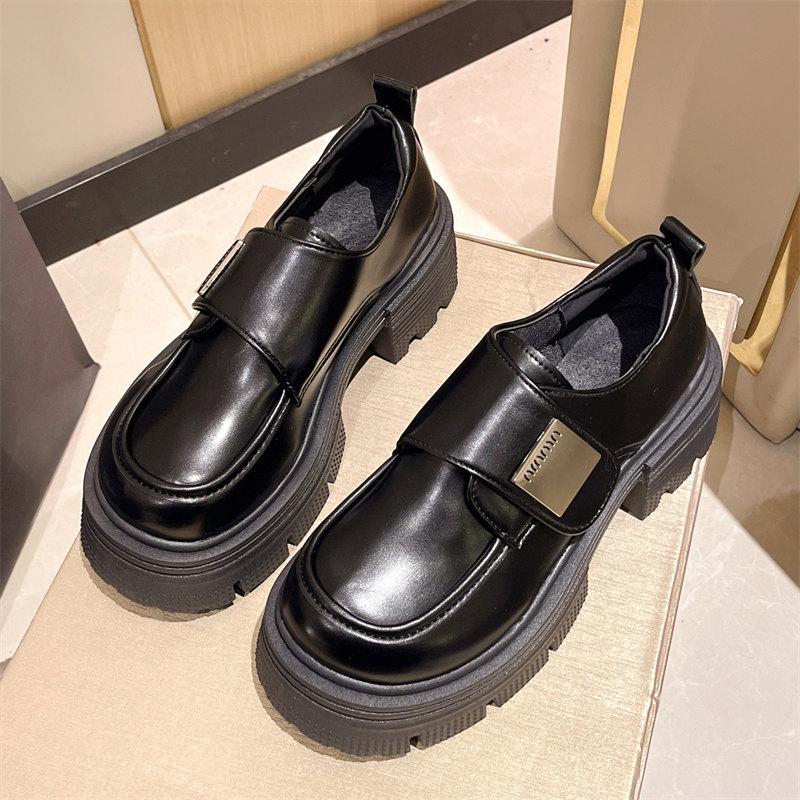 Fashion Black Chunky Platform Loafers Women 2024 Autumn Thick High Heel Pumps Woman Patent Leather Mary Jane Shoes College Oxford Shoes