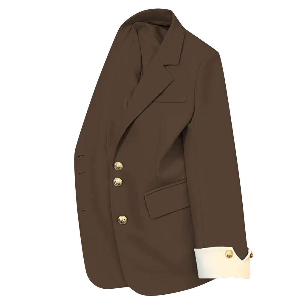 Women's Fashion Casual Metal Buckle Long Sleeve Jacket