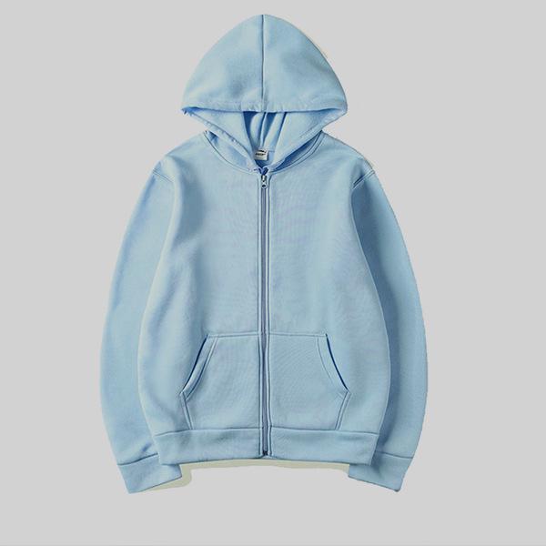 Hanorac unisex cu fermoar, cardigan de culoare uni pentru toamnă/iarnă, îmbrăcăminte sport - Stil european și american