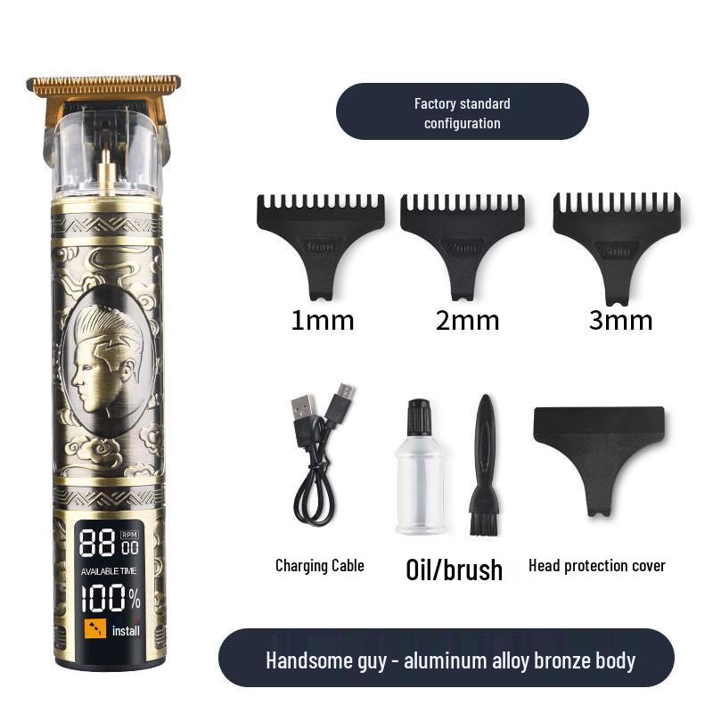 Professional Electric Hair Clipper for Barbers & Home: Precision Carving, Slicked Back Styles, Bald Head Trim.