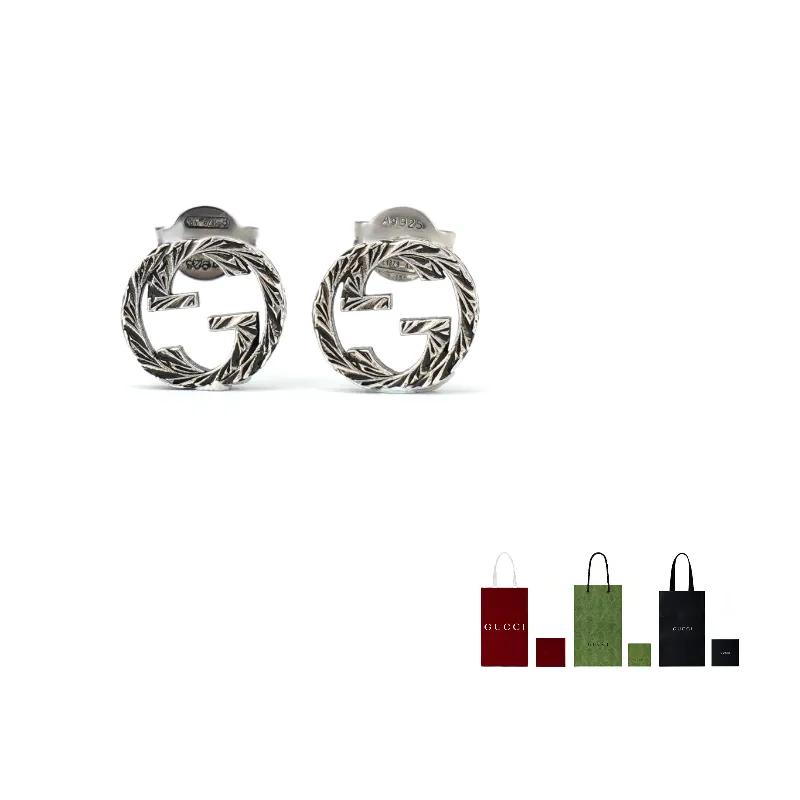 GUCCI Sterling Silver Interlocking Stud Earrings (Unisex) Stud Earrings YBD457109001