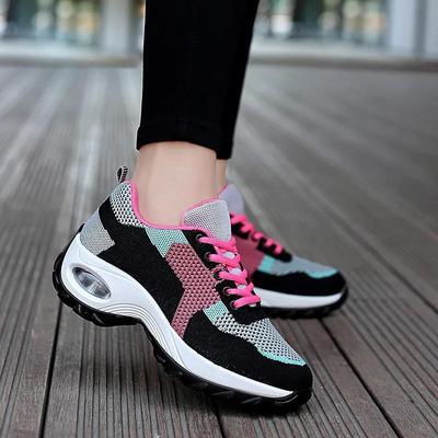 Spring and Summer New Breathable Mesh Air Cushion Sports Shoes for Women, Fashionable Height Increasing Casual Shoes for Mothers