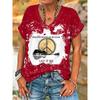 Ilstile Women's What A Wonderful World Life Tree Bleached T-Shirt Boho Hippie Print V-Neck Short Sleeve Loose Casual Top