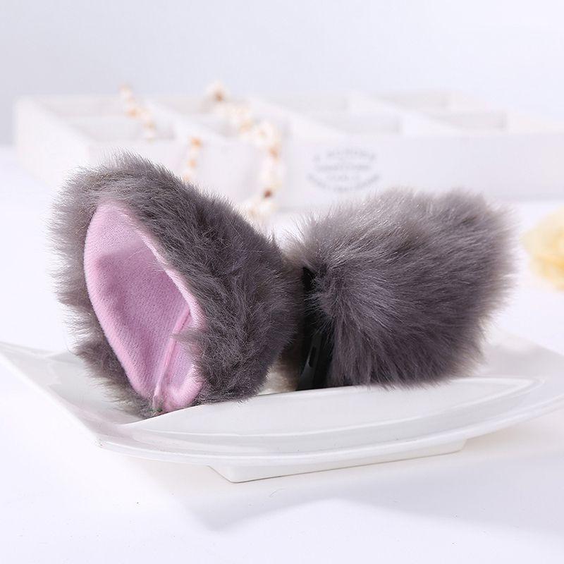 Luxurious Faux Fur Cat Fox Long Fur Ears Costume Hair Clip For Halloween Cosplay Parties