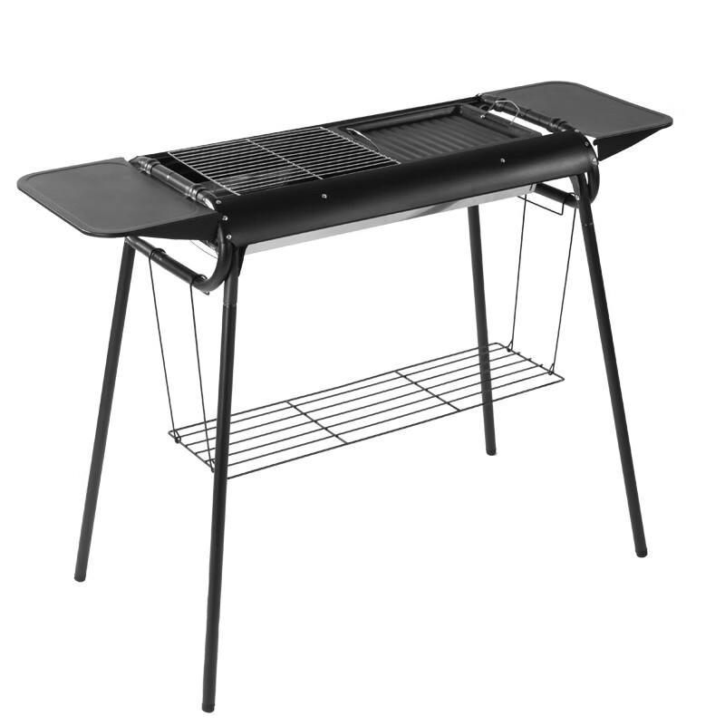 Outdoor BBQ Grill with Storage Rack and Griddle