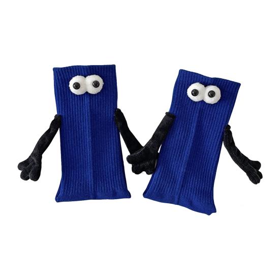 1 Pair Magnetic Hand Socks Solid Color Long Socks with 3D Character Arm Holding Hands Wearable Socks Daily Wear