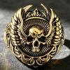 Gotischer Punk Engel Flügel & Totenkopf Ring - 3D Geprägter Geisterkopf Motorrad Stil