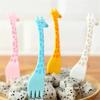 12Pcs Animal Farm Mini Cartoon Children Tableware Kids Cake Salad Dessert Food Giraffe Fruit Fork Toothpick Random Colors