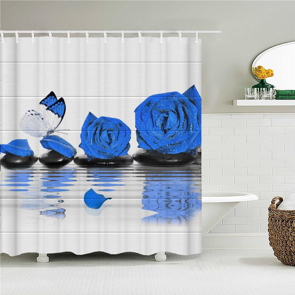 3d Sunflower Yellow Flowers Shark Shower Curtains Bathroom Waterproof Bath Curtain Polyester Cloth With Hooks Decor Bath Screen