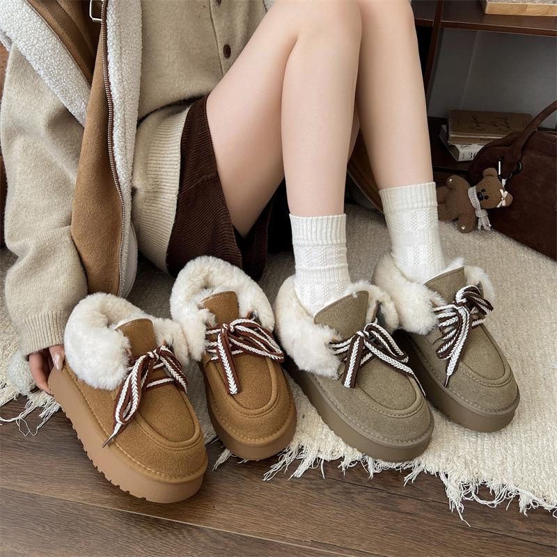 Snow boots women's 2025 new winter velvet thick-soled Martin boots with integrated non-slip and heightening thermal cotton shoes