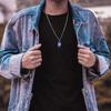 Böser Blauer Auge Anhänger Halskette für Männer Edelstahl Oval Glücksbringer Augen Halskette Persönlichkeit Mode Schmuck Geschenk Großhandel